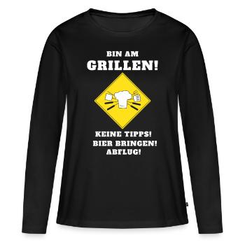 Barbecue Grillmeister Barbecue Roi Cadeau - T-shirt manches longues Premium bio Femme - noir - Devant - Julia (174cm)
