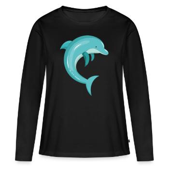 Delfin - T-shirt manches longues Premium bio Femme - noir - Devant - Julia (174cm)