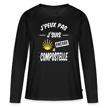 Compostelle - J'peux pas je suis à Compostelle - T-shirt manches longues Premium bio Femme - noir - Devant - Julia (174cm)