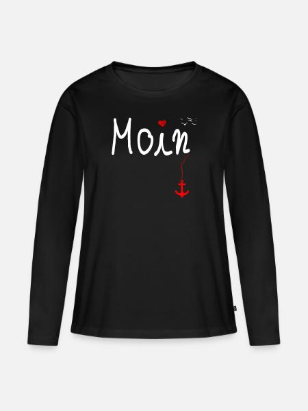 Moin Begrüßung Norddeutschland Super Geschenkidee - Frauen Premium Bio Langarmshirt - Schwarz