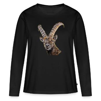 Silhouette Animal Portrait Animal Signe Capricorne - T-shirt manches longues Premium bio Femme - noir - Devant - Julia (174cm)