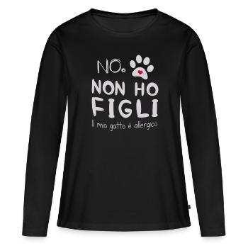 chat allergique blanc - T-shirt manches longues Premium bio Femme - noir - Devant - Julia (174cm)
