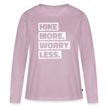 Hike More Worry Less. Wanderung Wandern Design - Frauen Premium Bio Langarmshirt - Altrosa - Vorne - Julia (174cm)