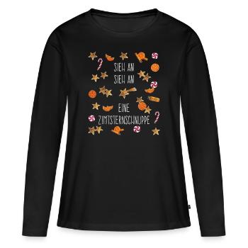 Eine Zimtsternschnuppe. Sieh an sieh an. - Frauen Premium Bio Langarmshirt - Schwarz - Vorne - Julia (174cm)