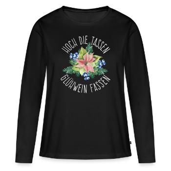 Hoch die Tassen Glühwein fassen - Frauen Premium Bio Langarmshirt - Schwarz - Vorne - Julia (174cm)