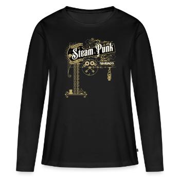Viktorianisches Steampunk Design - Frauen Premium Bio Langarmshirt - Schwarz - Vorne - Julia (174cm)
