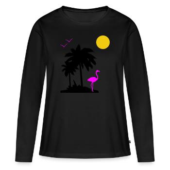 Palm Paradise - Women's Premium Organic Long Sleeve Shirt - black - Front - Julia (174cm)