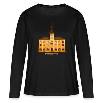 Pfaffenhofen Rathaus Ilm Oberbayern Bayern - Frauen Premium Bio Langarmshirt - Schwarz - Vorne - Julia (174cm)
