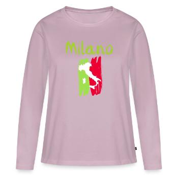 Souvenir Classique Milano - T-shirt manches longues Premium bio Femme - rose poudré - Devant - Julia (174cm)
