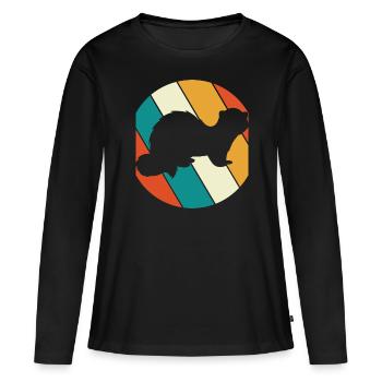 Vintage Ferret Enthusiast Weasel Vintage - Frauen Premium Bio Langarmshirt - Schwarz - Vorne - Julia (174cm)