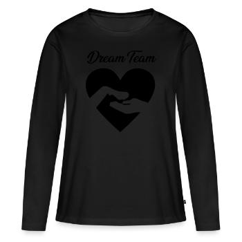 Pfote Hand Dream Team - Frauen Premium Bio Langarmshirt - Schwarz - Vorne - Julia (174cm)