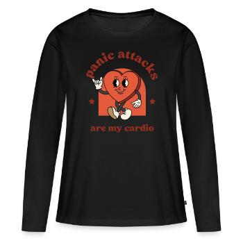Les attaques de panique sont mon cardio. Drôle, mignon - T-shirt manches longues Premium bio Femme - noir - Devant - Julia (174cm)