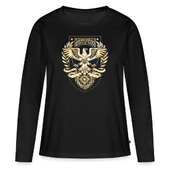 Heer, Militär, Luftwaffe, Marine, Marine, Amerika, USA - Frauen Premium Bio Langarmshirt - Schwarz - Vorne - Julia (174cm)