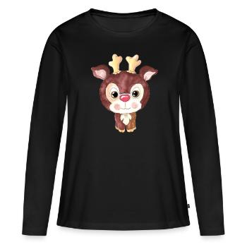 Rudolph das Rentier - Frauen Premium Bio Langarmshirt - Schwarz - Vorne - Julia (174cm)