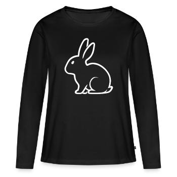 lapin blanc silhouette - T-shirt manches longues Premium bio Femme - noir - Devant - Julia (174cm)