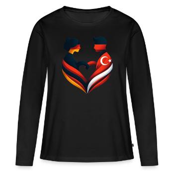 Deutsch-Türkische Liebe - Hochzeitsglück - Frauen Premium Bio Langarmshirt - Schwarz - Vorne - Julia (174cm)