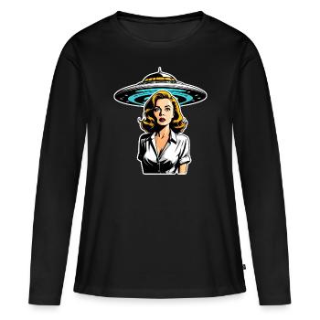 Film Noir Alien Abduction Movie Scene - Women's Premium Organic Long Sleeve Shirt - black - Front - Julia (174cm)