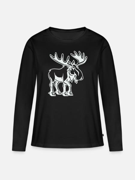 elch - Frauen Premium Bio Langarmshirt - Schwarz