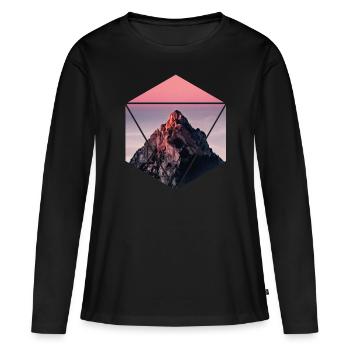 Geometric Hexagon Alps Mountains - Women's Premium Organic Long Sleeve Shirt - black - Front - Julia (174cm)