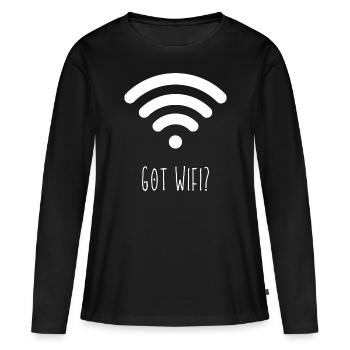 Vous avez le WiFi ? - T-shirt manches longues Premium bio Femme - noir - Devant - Julia (174cm)