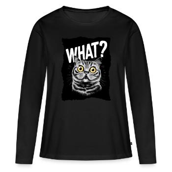 Chat - Quoi ? - T-shirt manches longues Premium bio Femme - noir - Devant - Julia (174cm)
