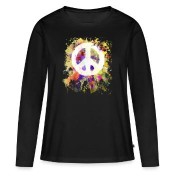 Paix - T-shirt manches longues Premium bio Femme - noir - Devant - Julia (174cm)