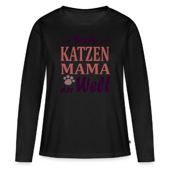 Beste Katzenmama auf der Welt Katze - Frauen Premium Bio Langarmshirt - Schwarz - Vorne - Julia (174cm)