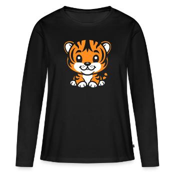 Tiger - Frauen Premium Bio Langarmshirt - Schwarz - Vorne - Julia (174cm)