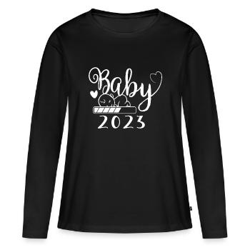 I will finally be a mother in 2023, baby will come in 2023 - Women's Premium Organic Long Sleeve Shirt - black - Front - Julia (174cm)