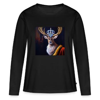 cerf - T-shirt manches longues Premium bio Femme - noir - Devant - Julia (174cm)