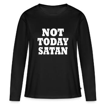 Not today satan - T-shirt manches longues Premium bio Femme - noir - Devant - Julia (174cm)