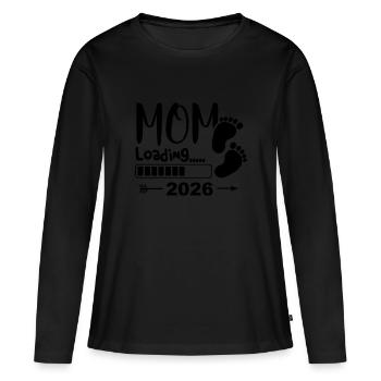 Mom Loading 2026 Schwangerschaft Ankündigung - Frauen Premium Bio Langarmshirt - Schwarz - Vorne - Julia (174cm)