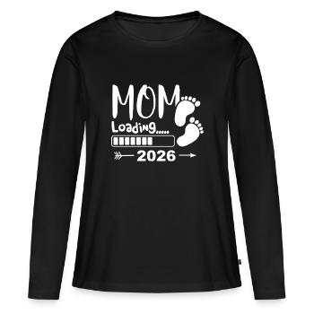 Mom Loading 2026 Werdende Mutter Freude - Frauen Premium Bio Langarmshirt - Schwarz - Vorne - Julia (174cm)