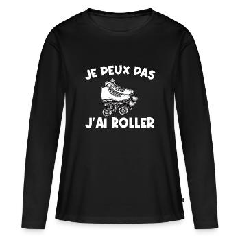 Je peux pas j’ai roller - T-shirt manches longues Premium bio Femme - noir - Devant - Julia (174cm)