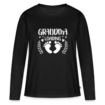 Werdende Oma, Endlich werde ich eine Oma - Frauen Premium Bio Langarmshirt - Schwarz - Vorne - Julia (174cm)