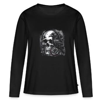 Voile de la nuit - T-shirt manches longues Premium bio Femme - noir - Devant - Julia (174cm)