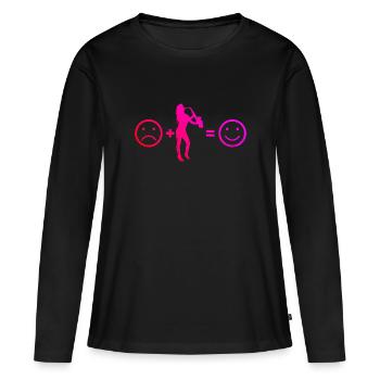 Saxophone Femme Saxophone Saxophone Saxophone Hommes Saxophone - T-shirt manches longues Premium bio Femme - noir - Devant - Julia (174cm)