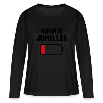 Maman de jumelles - T-shirt manches longues Premium bio Femme - noir - Devant - Julia (174cm)