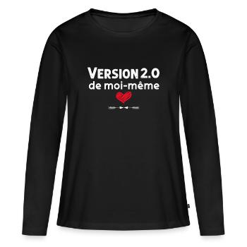 Version 2.0 Femme Forte Cadeau Maman - T-shirt manches longues Premium bio Femme - noir - Devant - Julia (174cm)