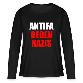 Antifa gegen nazis - Frauen Premium Bio Langarmshirt - Schwarz - Vorne - Julia (174cm)