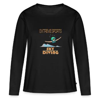 Ciel avion de parachutisme sportif extrême - T-shirt manches longues Premium bio Femme - noir - Devant - Julia (174cm)
