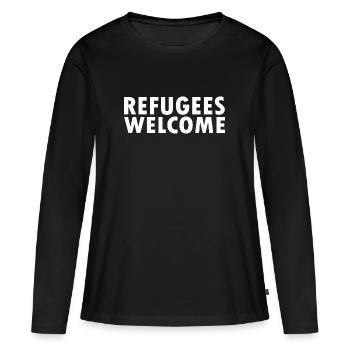 refugees welcome - T-shirt manches longues Premium bio Femme - noir - Devant - Julia (174cm)