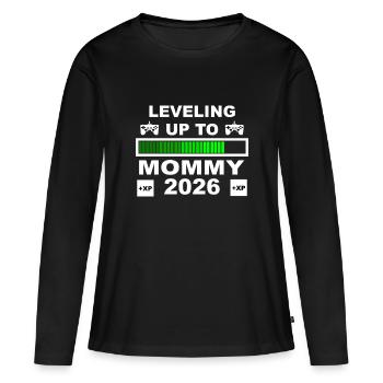 Leveling Up To Mommy 2026 Gamer Style - Women's Premium Organic Long Sleeve Shirt - black - Front - Julia (174cm)
