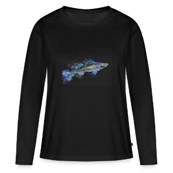 Pêcheur de sandre - T-shirt manches longues Premium bio Femme - noir - Devant - Julia (174cm)