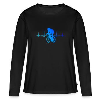 Vélo de course vélo de route femmes hommes cyclistes de course - T-shirt manches longues Premium bio Femme - noir - Devant - Julia (174cm)