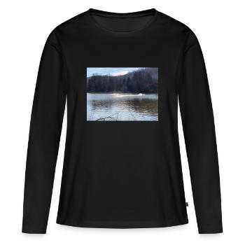 Nature de l’eau - T-shirt manches longues Premium bio Femme - noir - Devant - Julia (174cm)