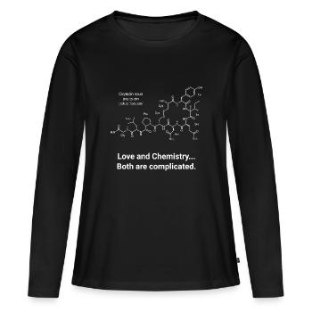 Oxytocin Chemie Kompliziert Struktur Liebe - Frauen Premium Bio Langarmshirt - Schwarz - Vorne - Julia (174cm)