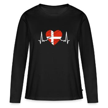 Dänemark Flagge Skandinavien Dänische Flagge Reise - Frauen Premium Bio Langarmshirt - Schwarz - Vorne - Julia (174cm)