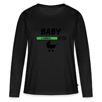 Baby Loading 2026 Annonce amusante - T-shirt manches longues Premium bio Femme - noir - Devant - Julia (174cm)