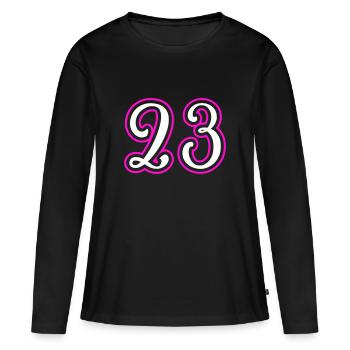 23 Numéro de numéro - T-shirt manches longues Premium bio Femme - noir - Devant - Julia (174cm)